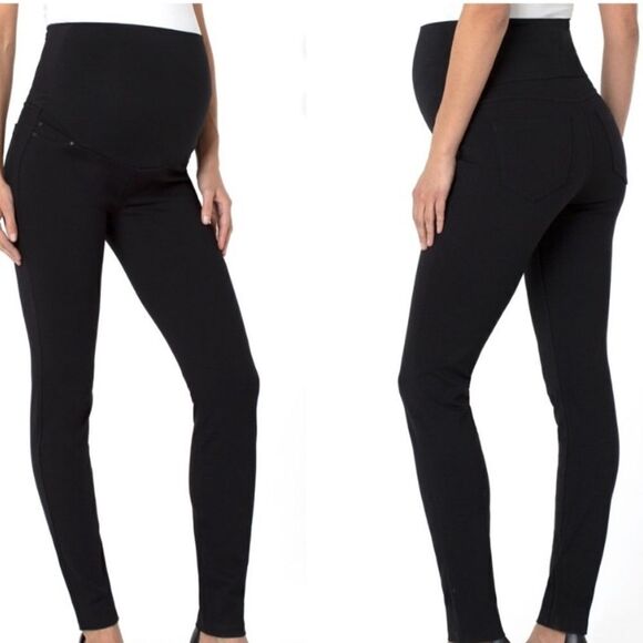 LIVERPOOL Leggings Maternity NEW Stretch Jeans Pockets Black Size 4/27 - Picture 1 of 12